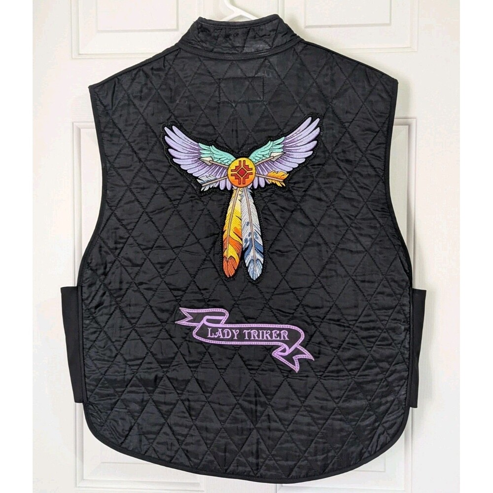 Techniche Cooling Biker Vest Womens XL Black Quilted 'Lady Triker' Sturgis Wings